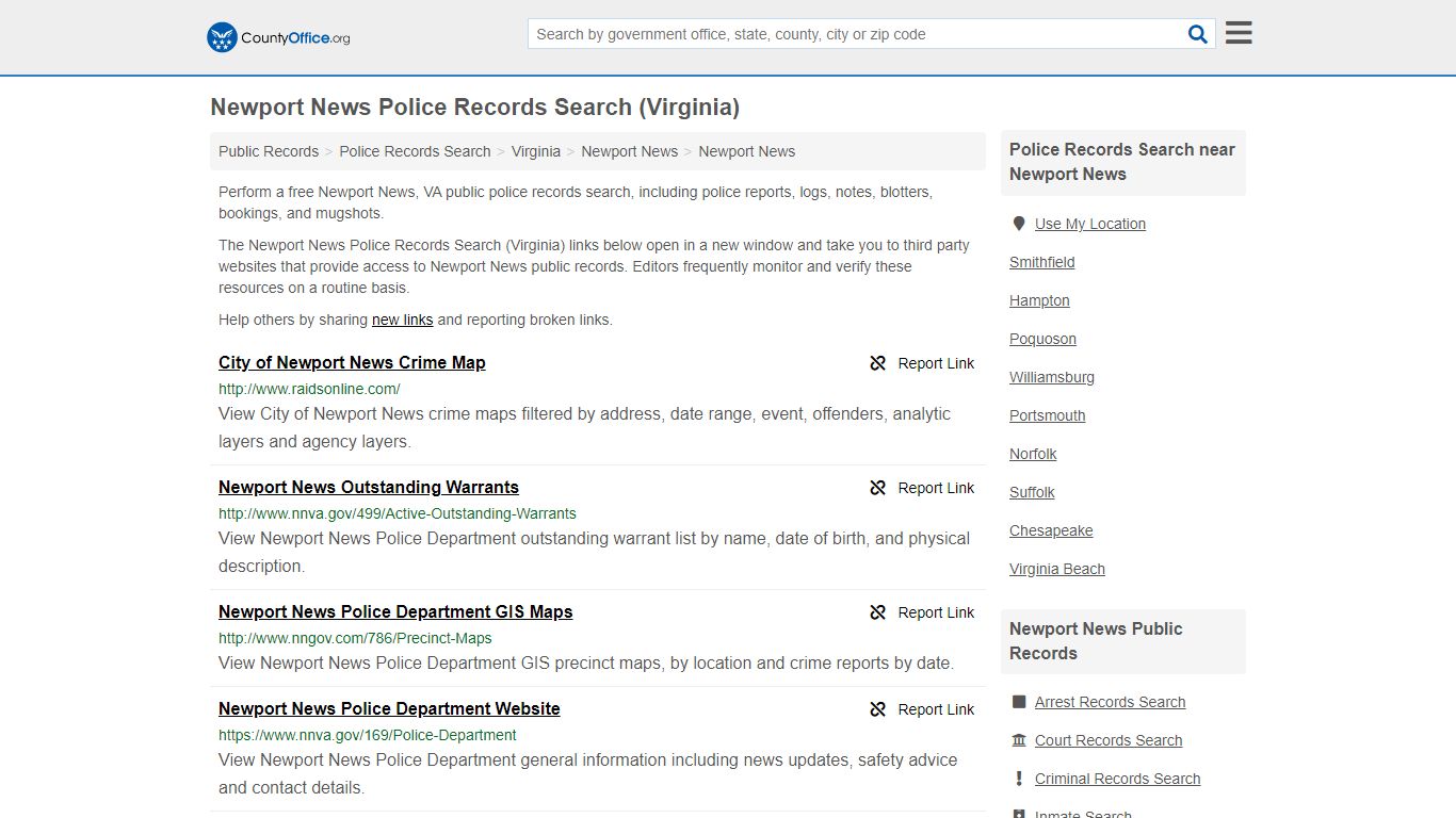 Police Records Search - Newport News, VA (Accidents ...
